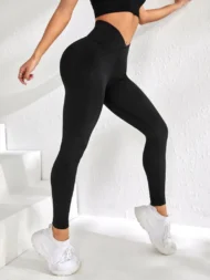 V-waist Elastic Peach Buttocks Leggings - Image 3