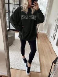 Women's Oversized New York Crewneck Long Sleeve Top