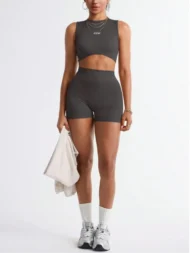 Women’s 2-Piece Workout Set with Crop Tank & Biker Shorts