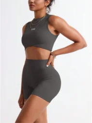 Women’s 2-Piece Workout Set with Crop Tank & Biker Shorts - Image 4