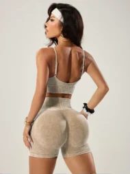 Women’s Seamless Tie-Dye Yoga Set with High-Waist Fit
