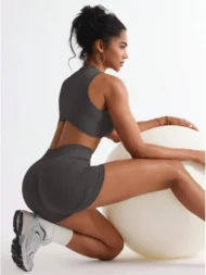 Women’s 2-Piece Workout Set with Crop Tank & Biker Shorts - Image 2