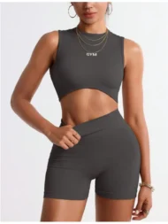 Women’s 2-Piece Workout Set with Crop Tank & Biker Shorts - Image 5