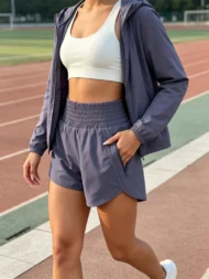 Loose High-Rise Running Shorts with Pockets and Elastic Waist - Image 6