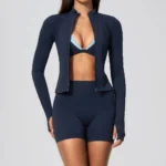 Zip Jacket, Sports Bra and Leggings Three-Piece Training Set