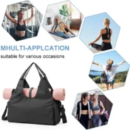Gym Duffel Bag with Ventilated Side Shoe Compartment - Image 5