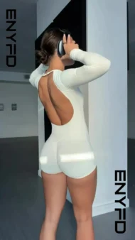 Backless Long Sleeve Jumpsuit with Shapewear and Butt Lift Fit - Image 6