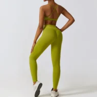 Compression Leggings, Bra and Cropped Long Sleeve Layer Set - Image 6