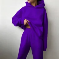 High Waist Hoodie Set with Stretch Sweatpants for Women - Image 5