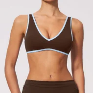 Contrast Trim V-Neck Bra Tank with a U-Back and Push-Up Lift - Image 2