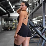 Scoop Back Yoga Jumpsuit with High Waist Tummy Control - Image 2
