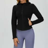 Long Sleeve Running Jacket with Zip Front and O Neck - Image 2