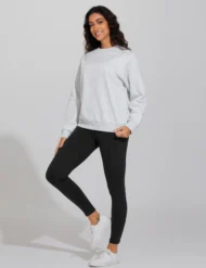 Loose Fit Fleece Sweatshirt with Crewneck and Long Sleeves - Image 4