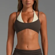 Color Block Halter Tank with Built-In Shelf Bra and Layered Look