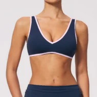 Contrast Trim V-Neck Bra Tank with a U-Back and Push-Up Lift - Image 3