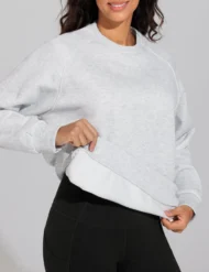 Loose Fit Fleece Sweatshirt with Crewneck and Long Sleeves