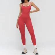 Sleeveless V Back Yoga Jumpsuit with Quick Dry Fabric - Image 2