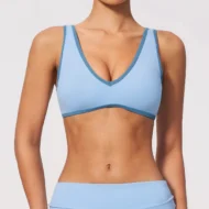 Contrast Trim V-Neck Bra Tank with a U-Back and Push-Up Lift - Image 4