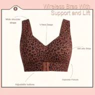 Women’s Wireless Posture Bra with Front Closure and Wide Straps - Image 7