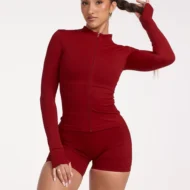 Zip-Up Tracktop Set Knit Without Seams for Yoga and Gym