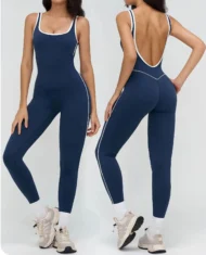 Sleeveless V Back Yoga Jumpsuit with Quick Dry Fabric