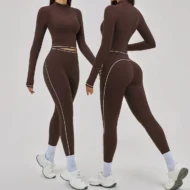High-Waisted Leggings and Long Sleeve Zip Jacket in Compressive Knit - Image 2