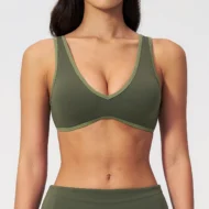 Contrast Trim V-Neck Bra Tank with a U-Back and Push-Up Lift - Image 6