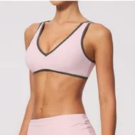 Contrast Trim V-Neck Bra Tank with a U-Back and Push-Up Lift