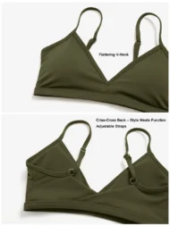 Criss-Cross Back V-Neck Bra with Removable Pads for Light Support - Image 4