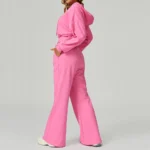 Hooded Zip Sweatshirt Set in Warm Cotton Blend with Pockets