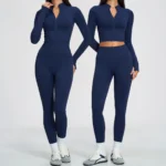 Slim Zip Jacket and Hip-Lifting Leggings Set with Pockets