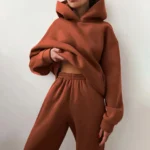 High Waist Hoodie Set with Stretch Sweatpants for Women
