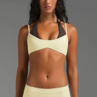 Color Block Halter Tank with Built-In Shelf Bra and Layered Look - Image 3