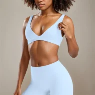 Deep V Shockproof Running Bra in Quick-Dry Nylon Stretch - Image 3