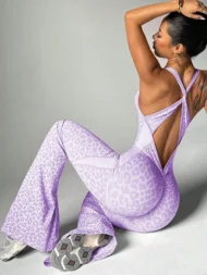 V Back Sleeveless Jumpsuit with Quick Dry Stretch Fabric - Image 6