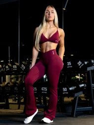 Dneyf Full Length Bootcut Yoga Pants with a High Elastic Waist