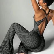 V Back Sleeveless Jumpsuit with Quick Dry Stretch Fabric