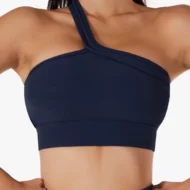 Asymmetric Ribbed Crop Bralette with One Bare Shoulder - Image 4