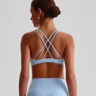 High-Neck Compression Sports Bra with Quick-Dry Fabric - Image 3