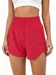 Loose High-Rise Running Shorts with Pockets and Elastic Waist - Image 7