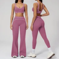 Push-Up Leggings and Sleeveless Top Set in Patchwork Stretch