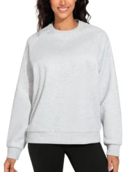 Loose Fit Fleece Sweatshirt with Crewneck and Long Sleeves - Image 3