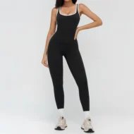 Sleeveless V Back Yoga Jumpsuit with Quick Dry Fabric - Image 4