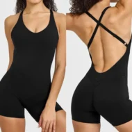 Scoop Back Yoga Jumpsuit with High Waist Tummy Control - Image 3