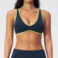 Contrast Trim V-Neck Bra Tank with a U-Back and Push-Up Lift - Image 5