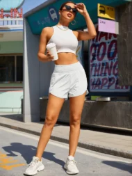 Loose High-Rise Running Shorts with Pockets and Elastic Waist - Image 8