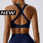 Scoop Neck Cross-Back Bra Top with Open Back and Tight Fit
