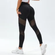 High-Waisted Seamless Yoga Leggings with Hollow Details