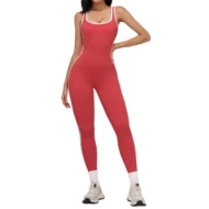 Sleeveless V Back Yoga Jumpsuit with Quick Dry Fabric - Image 3