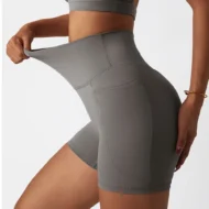High Waist Yoga Shorts with Pocket for Running and Cycling - Image 3
